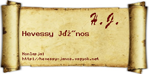 Hevessy János névjegykártya